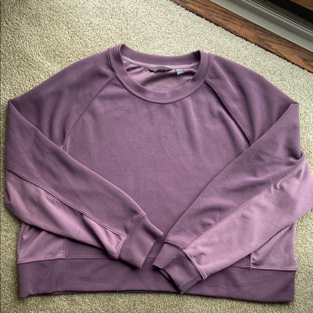 🪷Danskin Women's Purple Crew Stretch Cropped Sweatshirt, XL